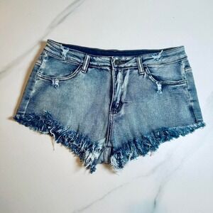 Vintage Y2K 2000s Micro Mini Raw Hem Distressed denim shorts